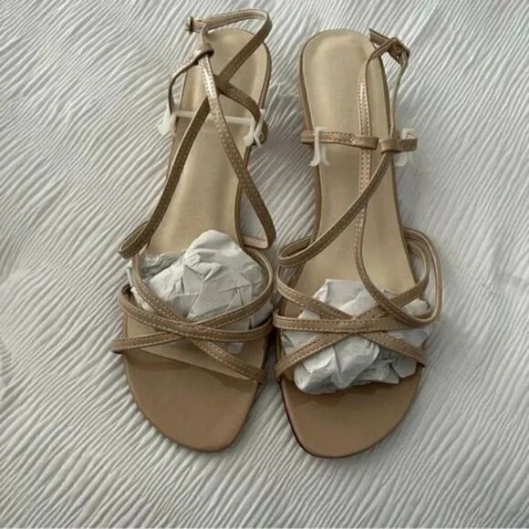 🆕 Benjamin Walk Eileen Touch Up Dyeable Nude Strappy Sandal size 11W - Picture 2 of 7